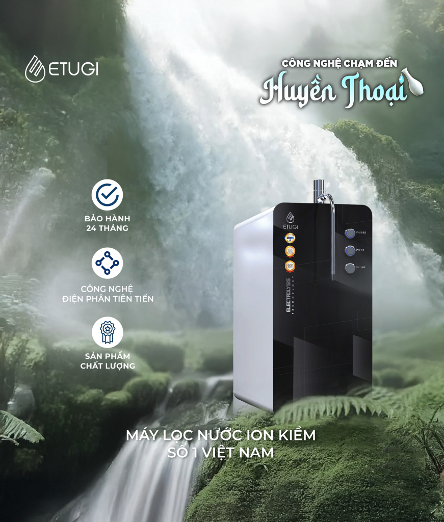 Máy Lọc Nước Ion Kiềm Để Bàn ETUGI ETG-01D-N Nút Nhấn Cơ Học (HM)